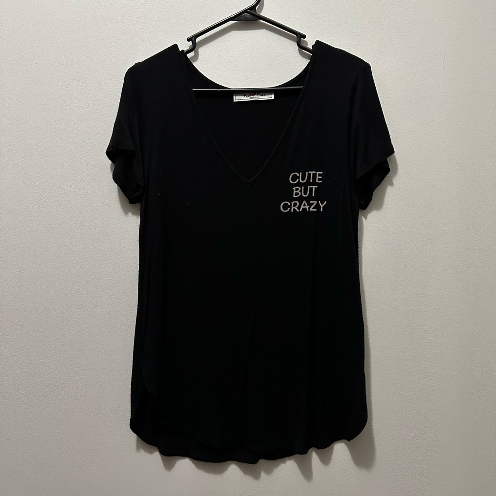 CUTE BUT CRAZY T- Shirt - Black - Size: M/L